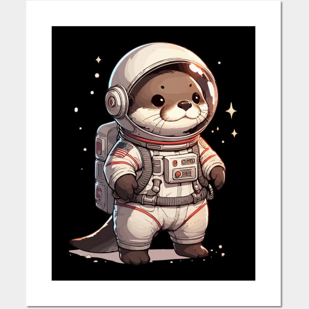 Cute Otter Space Astronaut Wall Art by TomFrontierArt